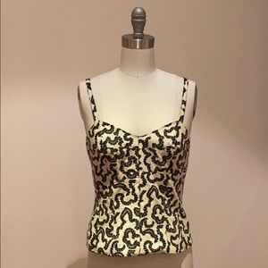Black and Cream J. Mendel Patterned Top Size 6
